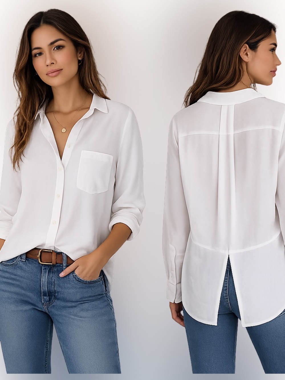 Anthropologie Cloth & Stone White Split-Back Button Down 🤍 | Size S